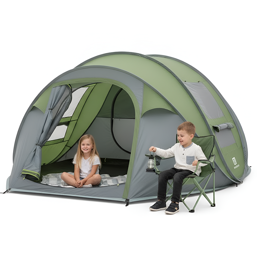 Green 4 person camping tent