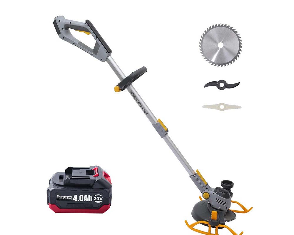 Weed wacker with metal guard