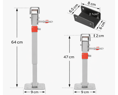 2 X Caravan Drop Down Corner Steady Legs Handle Steel Base