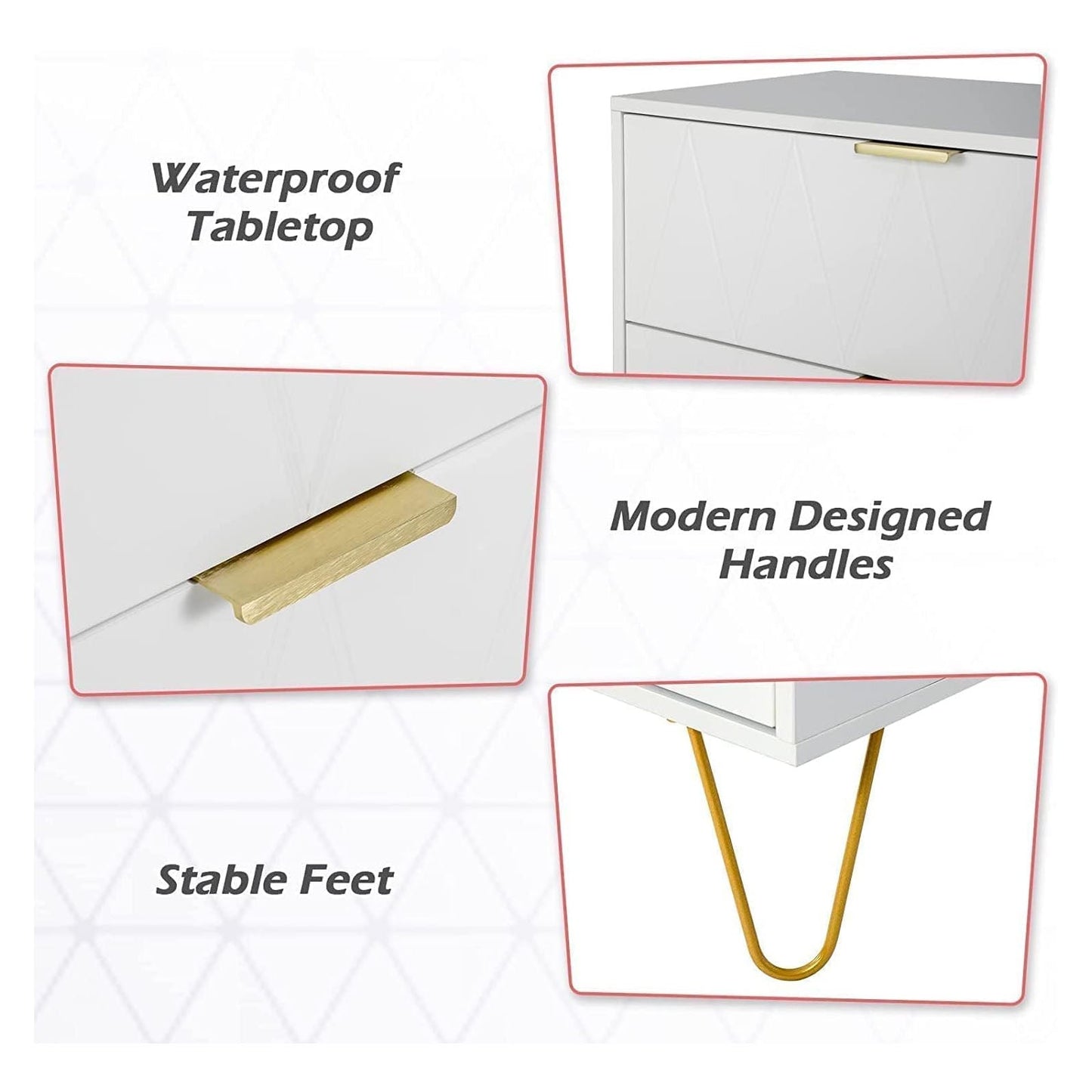 Tallboy Chest of Drawers -  4-Drawer Dressers for Bedroom (White)