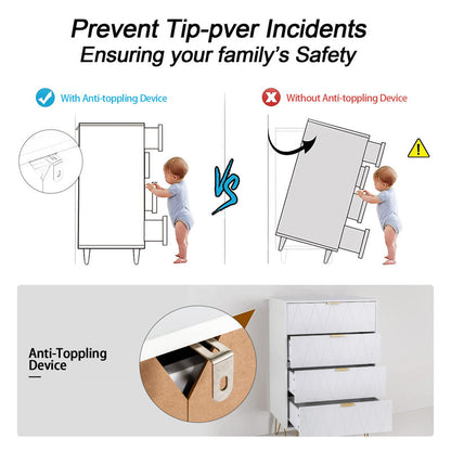 Tallboy Chest of Drawers -  4-Drawer Dressers for Bedroom (White)