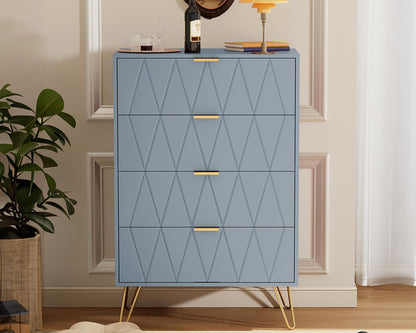 Tallboy Chest of Drawers - 4 Drawer  Dressers for Bedroom  (Sky blue)