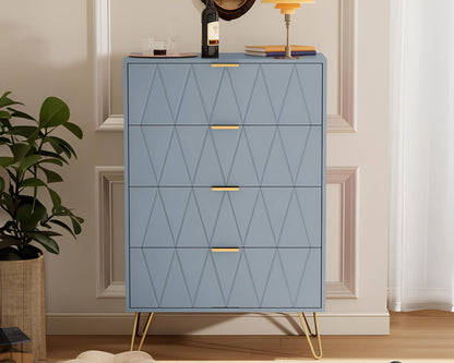Tallboy Chest of Drawers - 4 Drawer  Dressers for Bedroom  (Sky blue)