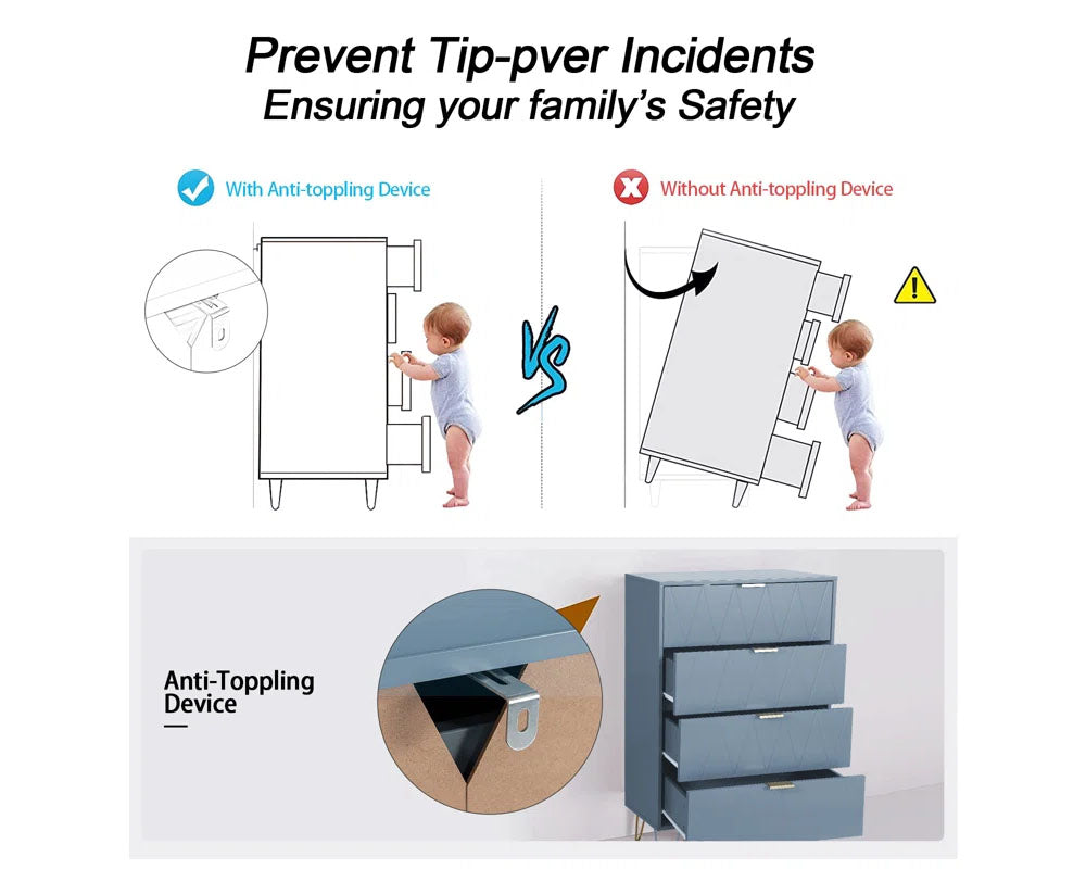 Tallboy Chest of Drawers - 4 Drawer  Dressers for Bedroom  (Sky blue)