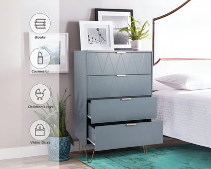 Tallboy Chest of Drawers - 4 Drawer  Dressers for Bedroom  (Sky blue)