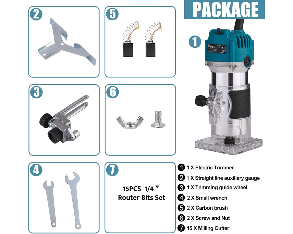 Wood Router with Bit Set Electric Wood Router 800W for DIY & Trimming Work