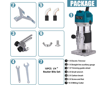 Wood Router with Bit Set Electric Wood Router 800W for DIY & Trimming Work