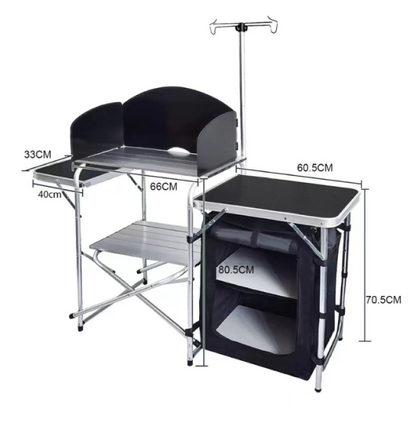 camping table with storage