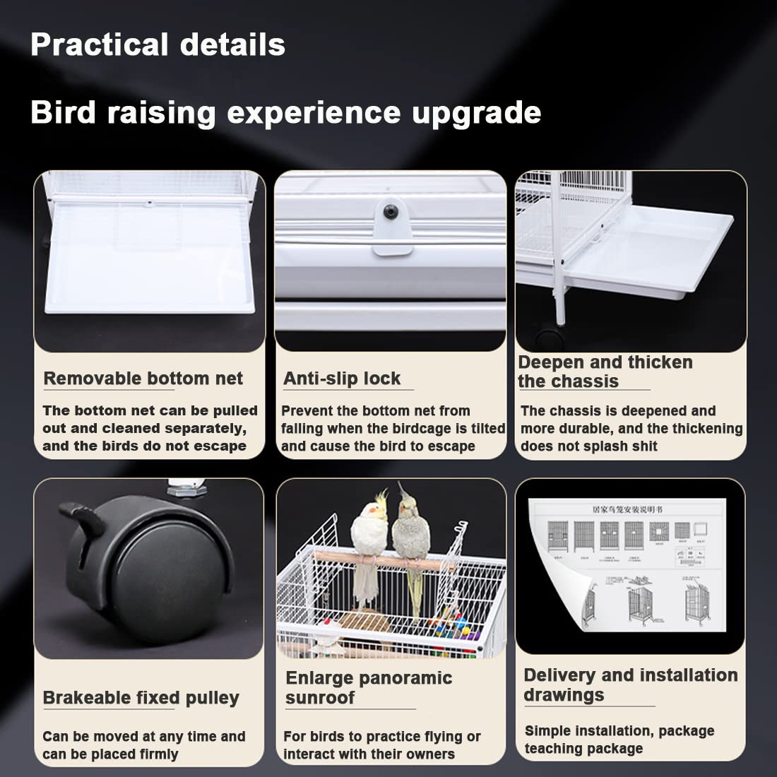 Bird Cage Parrot Aviary Perch Carrier