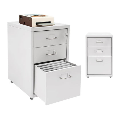 white metal file cabinet