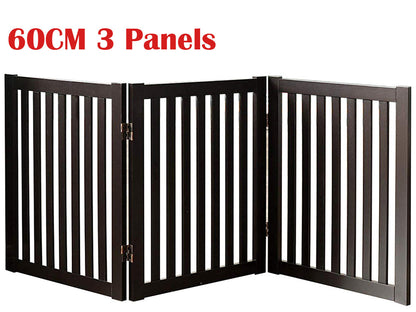 Wooden Pet Safety Gate Barrier Portable Door 3 Panel Grey