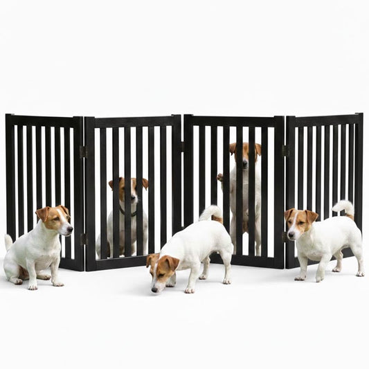Grey wooden pet gate