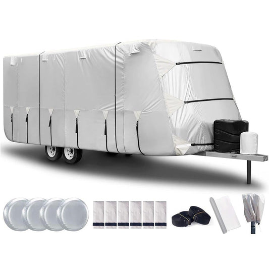 Camper cover on caravan