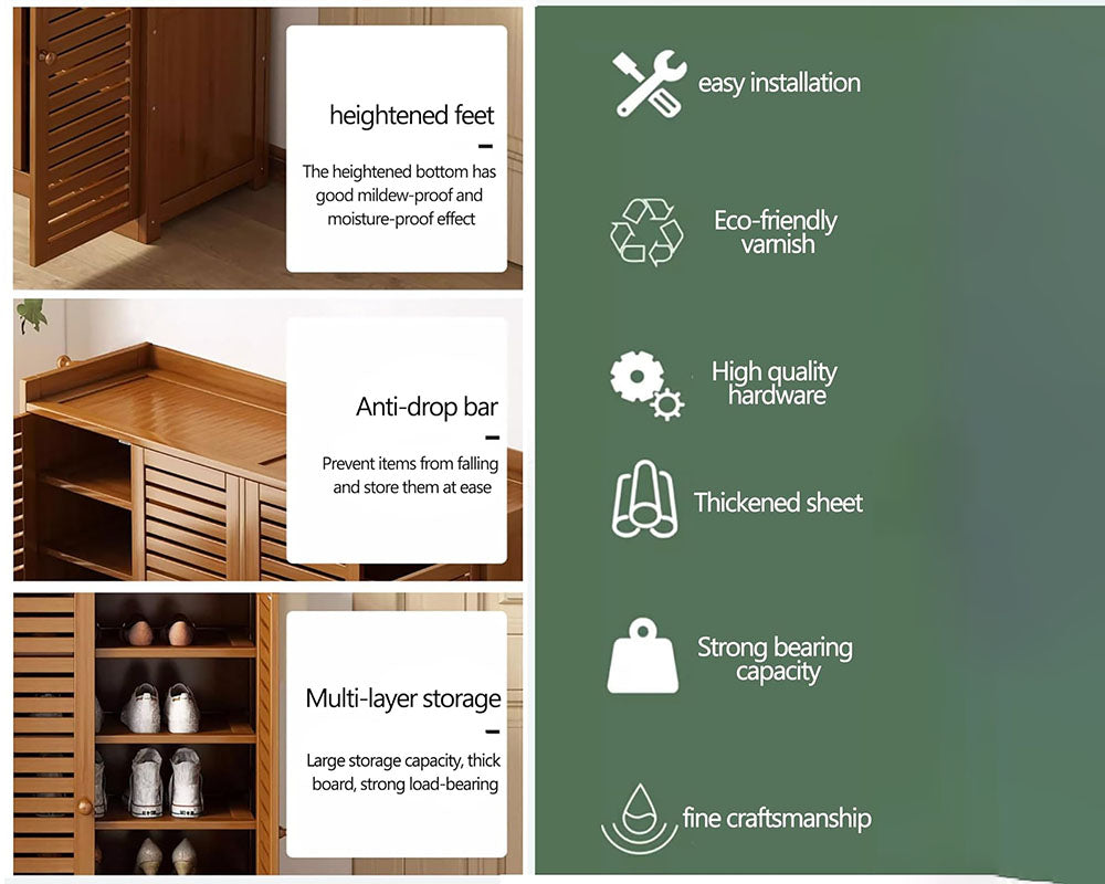 Wooden 30 Pair Shoe Storage