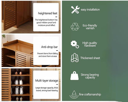 Wooden 30 Pair Shoe Storage