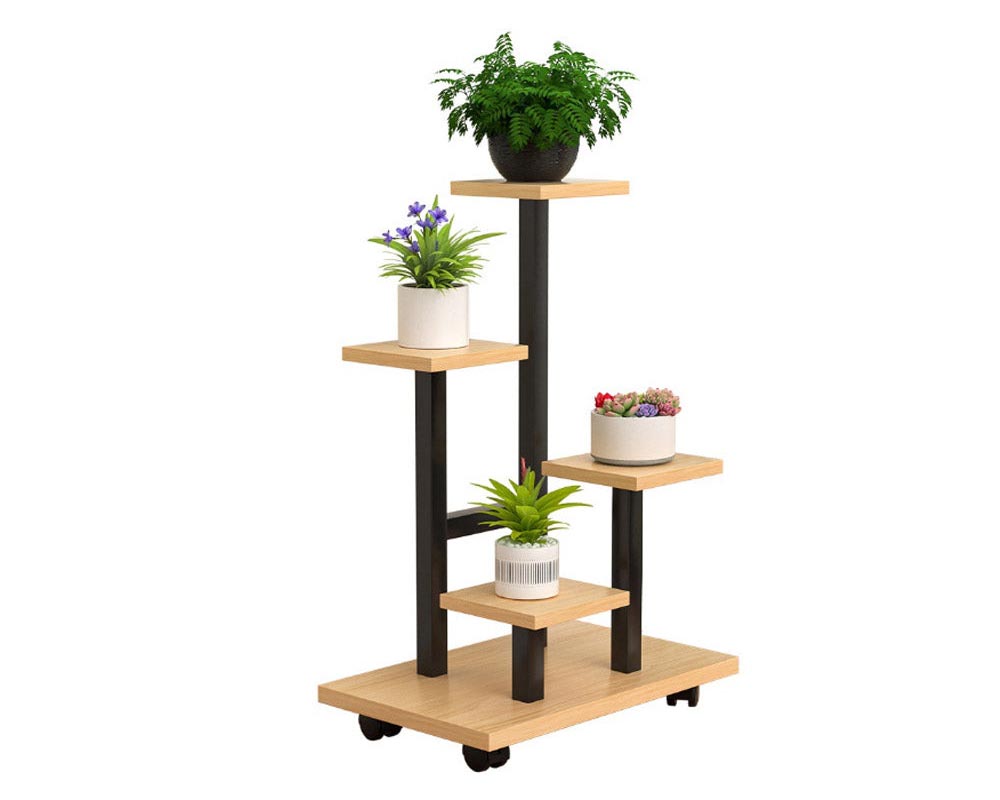 Five tier bamboo plant rack