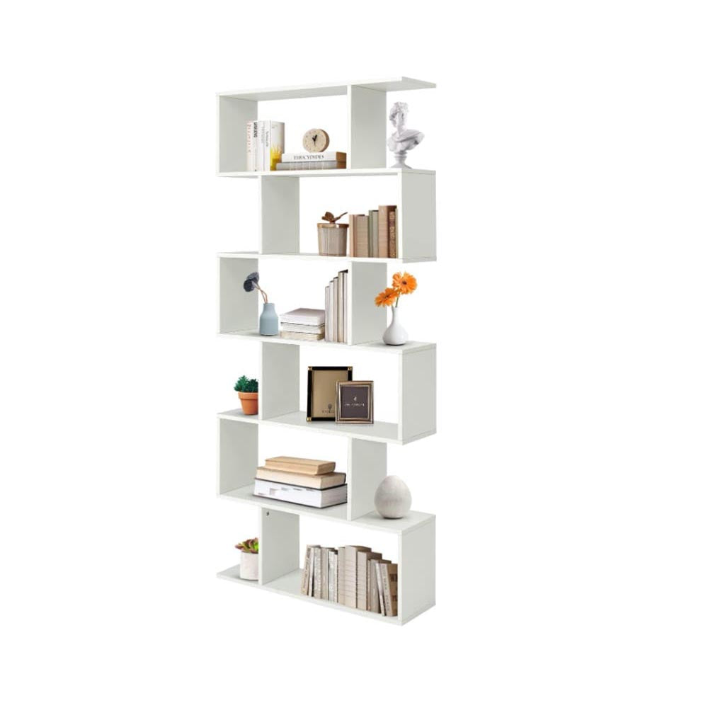 CURA 6 tier white bookshelf