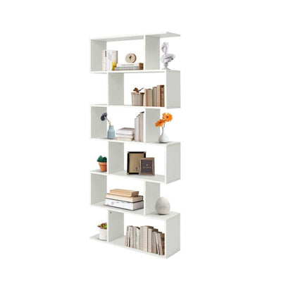 CURA 6 tier white bookshelf