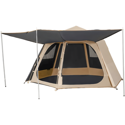 Camping tent fully set up