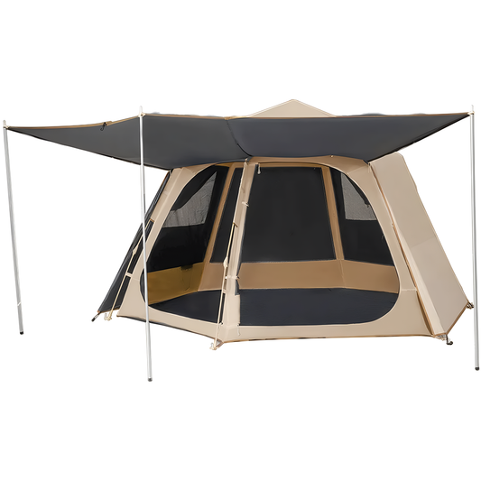Camping tent fully set up