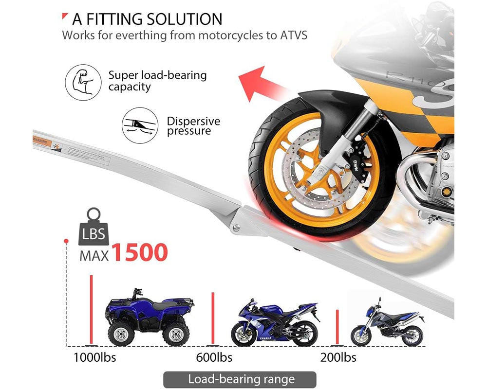 Aluminum Folding Ramp 340KG Loading Capacity Motorbike Loading Ramp 2260mm Long