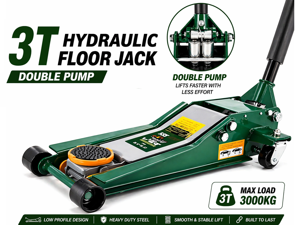 3 Ton Hydraulic Floor Jack – Heavy Duty Low Profile Car Jack for Garage Workshop
