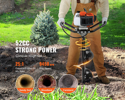 Post hole digger with drill bits