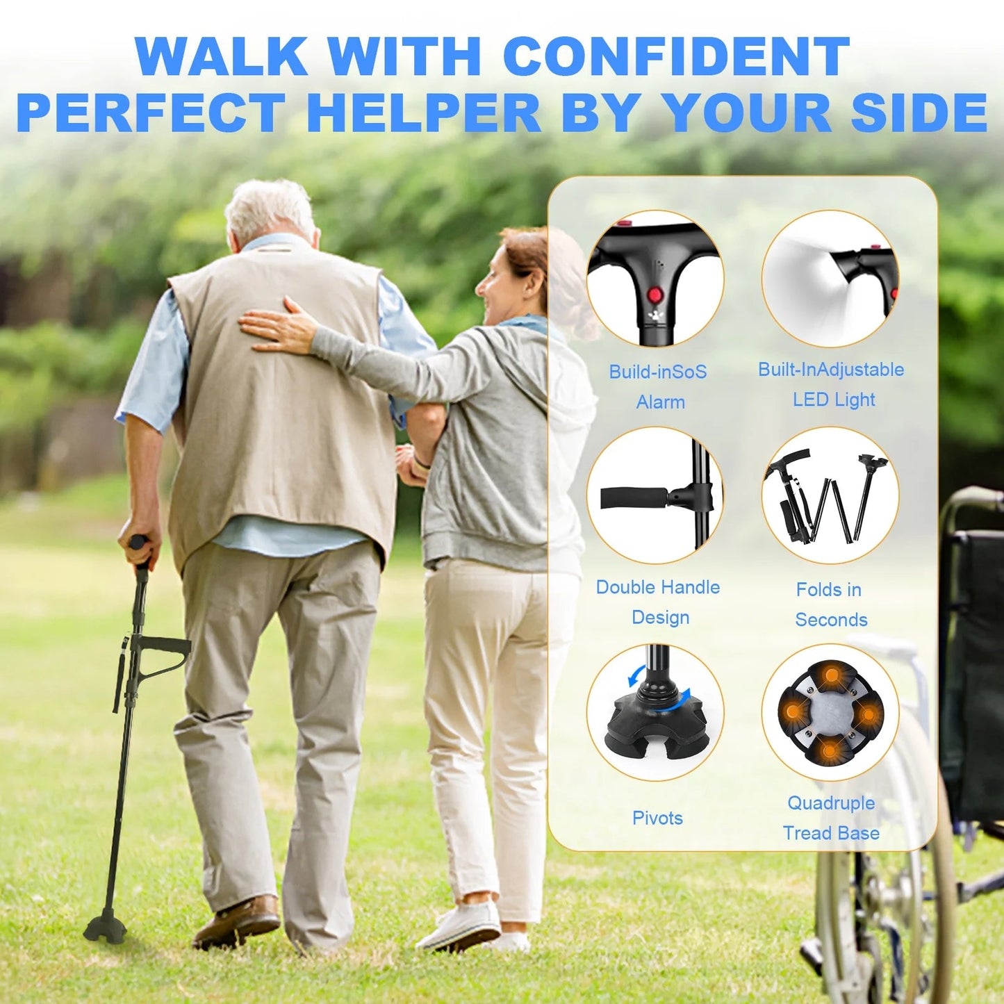 Walking stick alarm feature