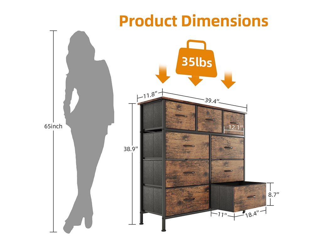 adjustable feet on dresser