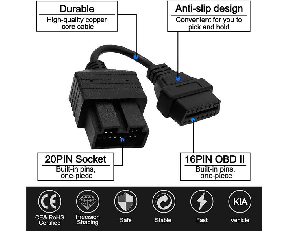KIA OBD Adapter 20Pin To OBD2 16PIN Cable