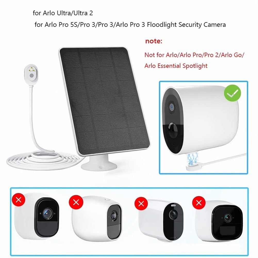 Solar Panel for Arlo Pro 3 Pro 4 Pro 5S Ultra 1 Ultra 2 Go 2 Floodlight