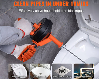 Plumbing Snake Drain Auger Sink Clog Remover Cleaner