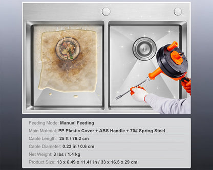 Plumbing Snake Drain Auger Sink Clog Remover Cleaner