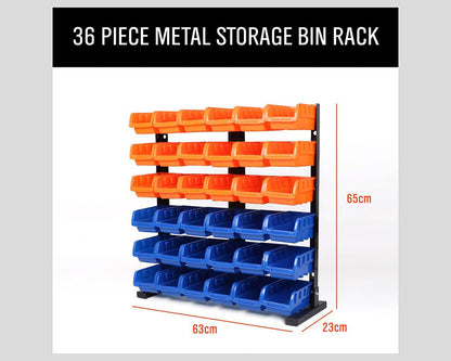 Garage Organiser Parts Rack With 36 Bins