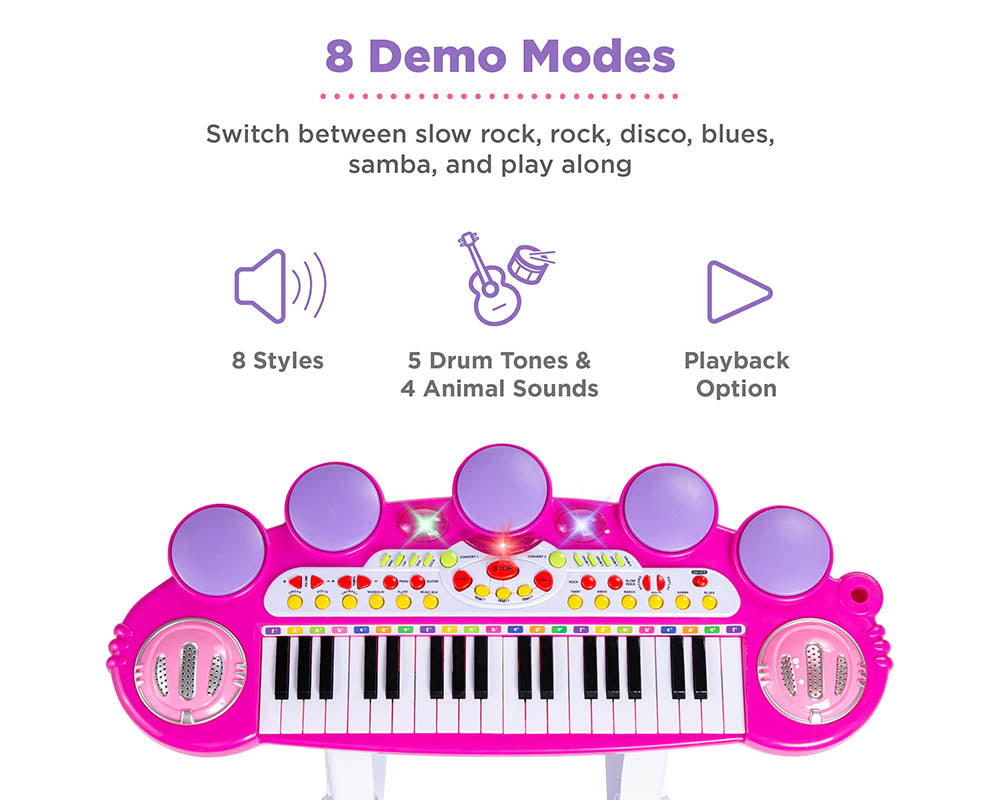 Kids piano with drum and animal sounds