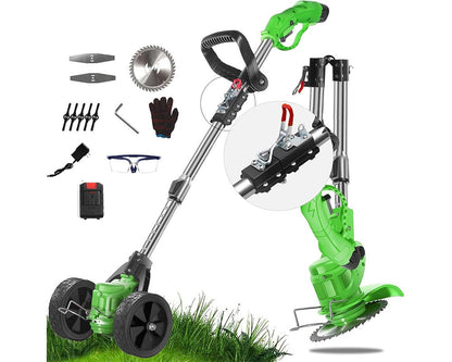 Foldable 21V Cordless Strimmer – Electric Lawn Trimmer with Adjustable Telescopic Pole