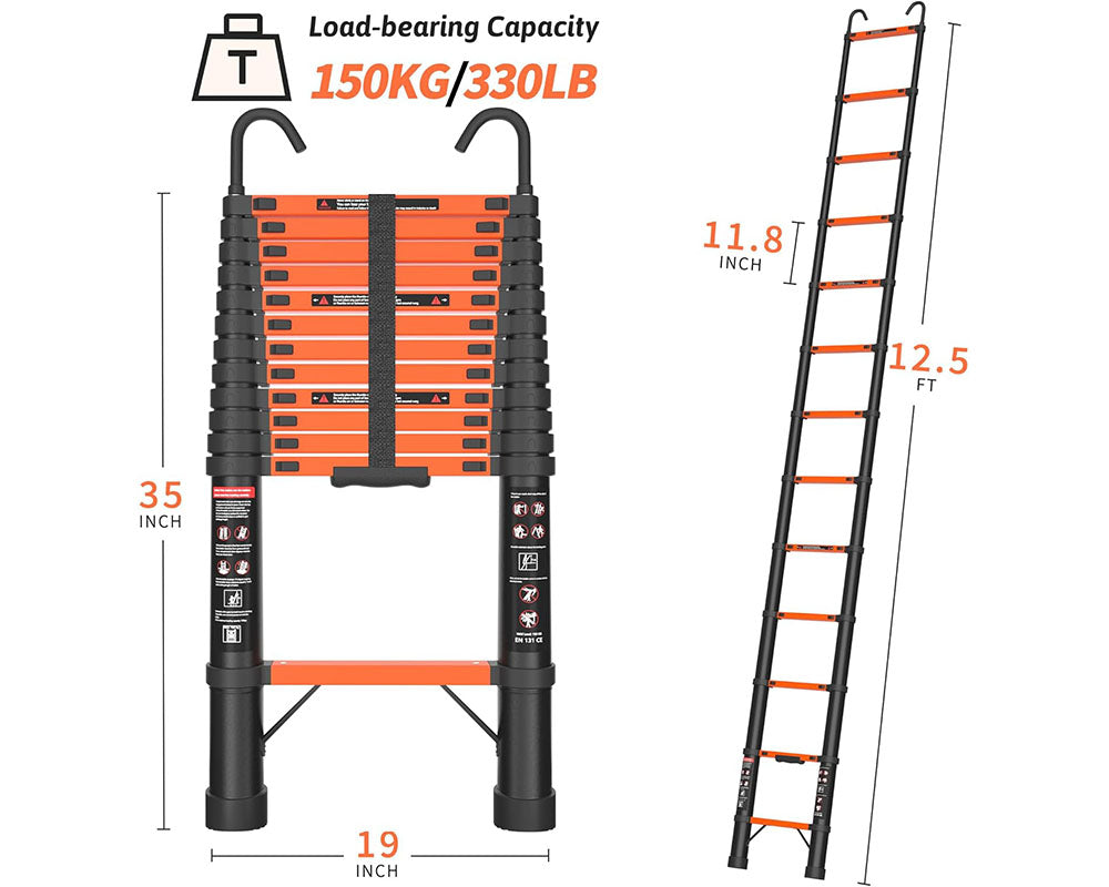 Telescopic Ladder 3.8m Aluminium Telescoping