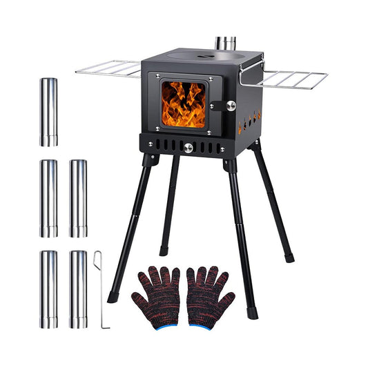 Portable wood stove with chimney