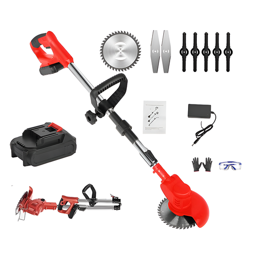 Cordless Grass Trimmer – 650W Foldable Lawn Mower with Adjustable Telescopic Handle