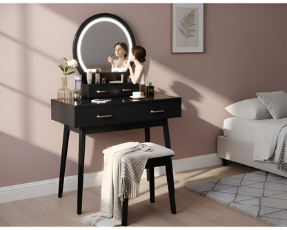 Black Dressing Table with LED Mirror