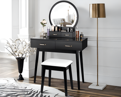 Black Dressing Table with LED Mirror