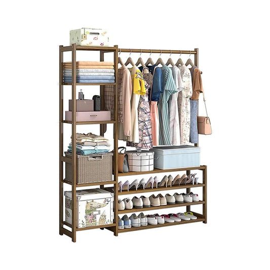 Bamboo clothes rack full view