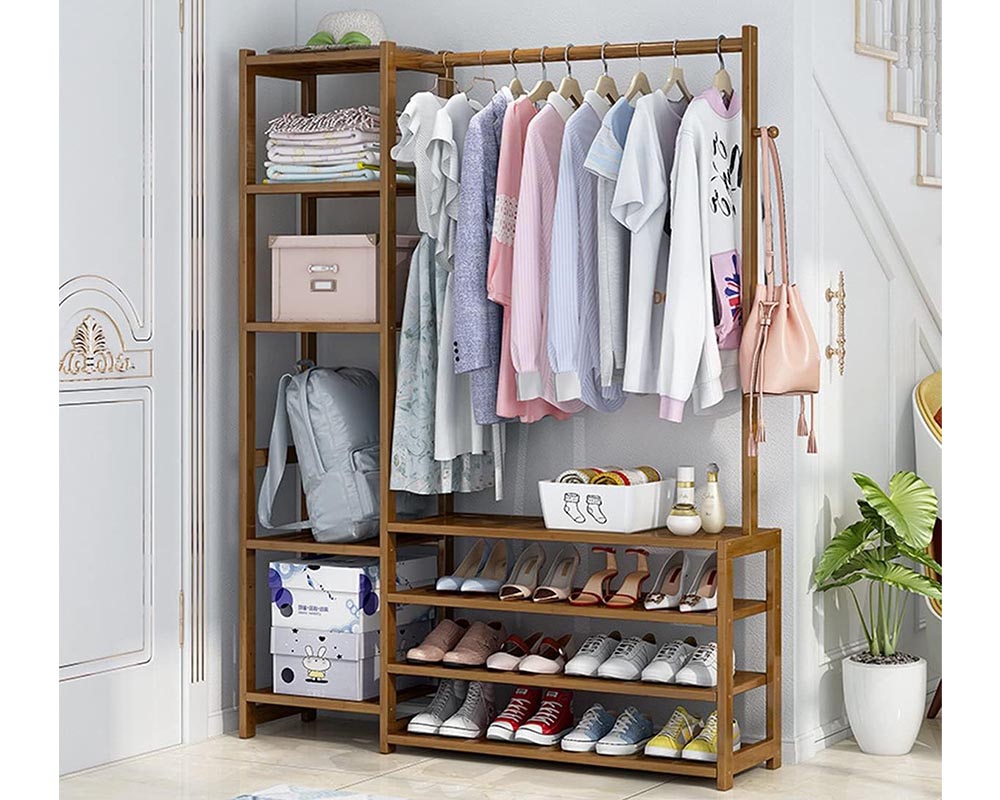 Bamboo Wardrobe Clothes Rack