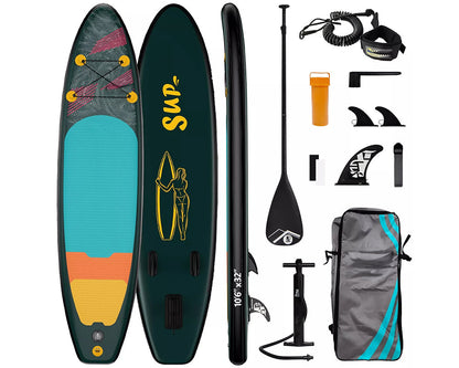 packed paddle board in bag