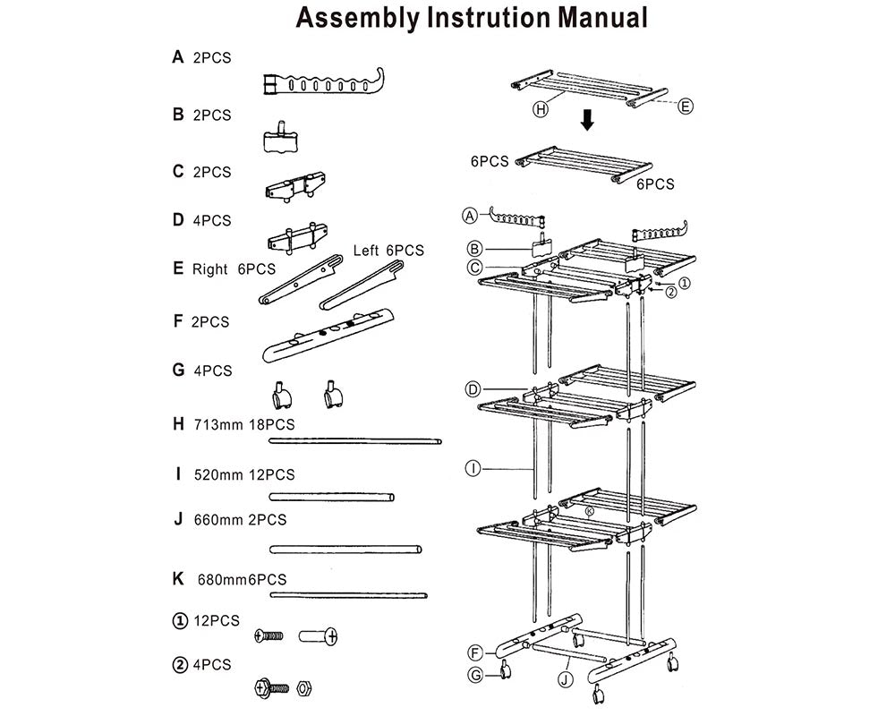 Drying rack with clothes