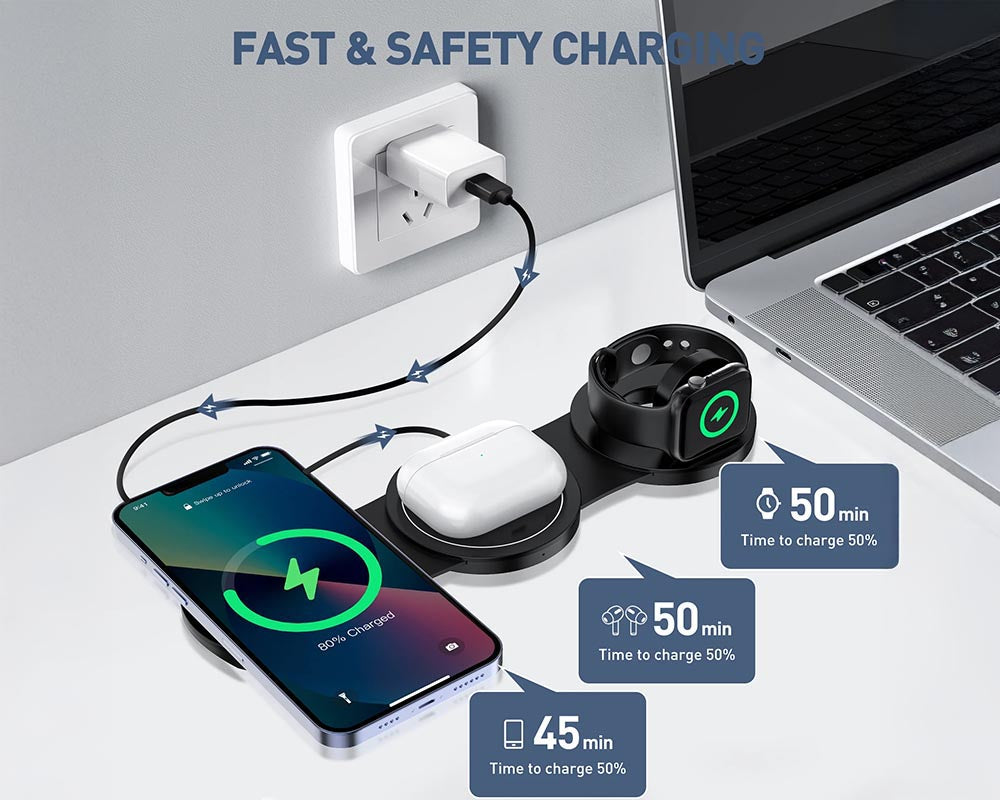 3-in-1 Wireless Charging Pad for Apple Devices Compitable