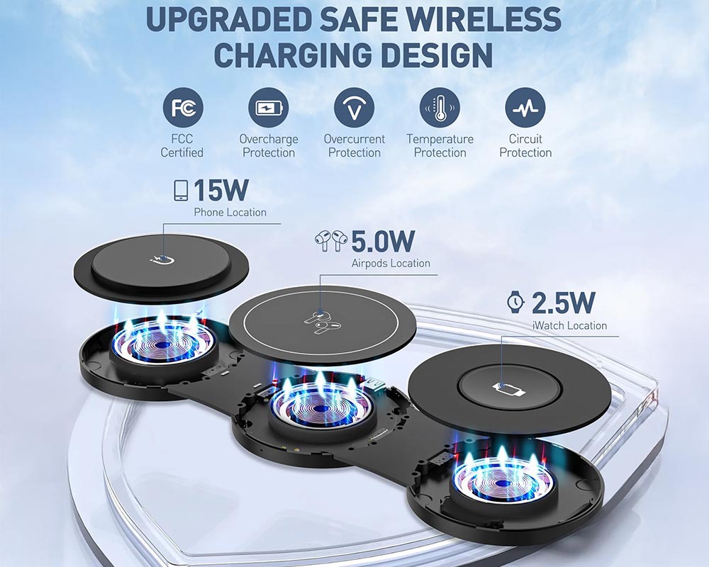 3-in-1 Wireless Charging Pad for Apple Devices Compitable