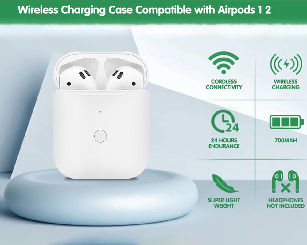 Replacement Wireless Charging Case for AirPods 1 & AirPods 2