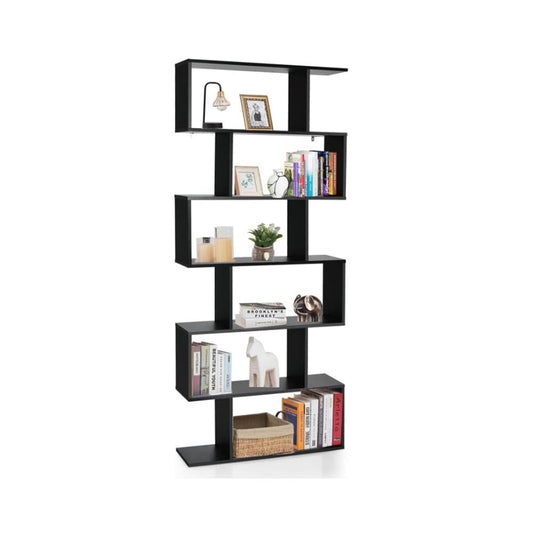 CURA 6 tier black bookshelf