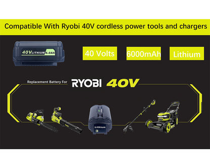 Ryobi 40V Battery 6Ah Battery Replacement Compatible